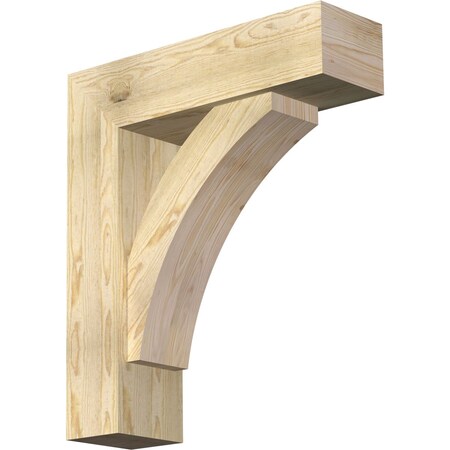 Ekena Millwork Thorton Block Rough Sawn Bracket w/ Offset Brace, Douglas Fir, 8"W x 28"D x 32"H BKT0806X28X32THR05RDF